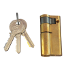 Corbin Cilinder zárbetét 50mm félcil, bronz rugók,    DIN szabv., 5 csapos kulcs, fényes sárgaréz szín