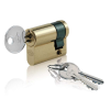 Corbin Cilinder zárbetét 70mm félcil, bronz rugók,    DIN szabv., 5 csapos kulcs, fényes sárgaréz szín