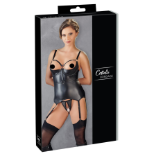 Cottelli Bondage - fényes, mellemelős felső kézrögzítőkkel (fekete) fantázia ruha
