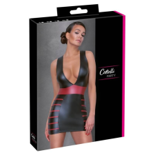 Cottelli Collection Cottelli Party - csíkos, testre simuló ruha (fekete-vörös) fantázia ruha