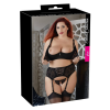  Cottelli Plus Size - bársonyos, variálható melltartó szett (fekete)