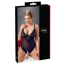 Cottelli Plus Size - csipkés body (fekete) bugyi, női alsó