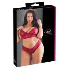 Cottelli Plus Size - puha csipke melltartó szett (piros) fehérnemű szett
