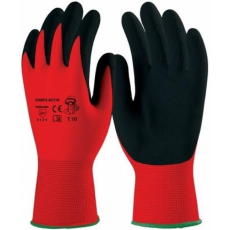 Coverguard Kesztyű mártott latex textil kézháttal fekete/piros 11