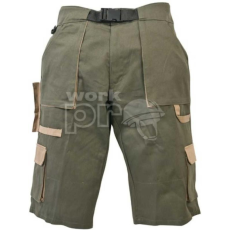 Coverguard Rövidnadrág bermuda a derékpántnál gumibetéttel és hét zsebbel sötétzöld/homok S