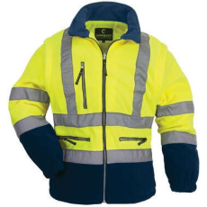 Coverguard STATION sárga/kék fluo polár pulóver lecipzározható ujjakkal, fényvisszaverő 7PSTY, L, Sárga/kék