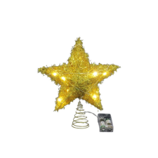 CQ-73 10 LEDes világító csillag arany 22cm karácsonyfa izzósor