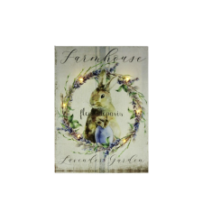 CQ-73 Világító LEDes falikép Nyuszi grafika, keretezett kép