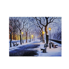 CQ-73 Világító ledes falikép téli fasor 30 cm X 40 cm grafika, keretezett kép