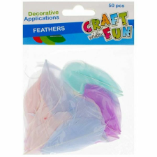 Craft Fun pasztell színű madártoll dekoráció - 4-5 cm - 50 darabos kreatív és készségfejlesztő