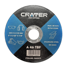 CRATER vágókorong rozsdamentes anyagh.bs 125x1x22,2 barkácsgép tartozék