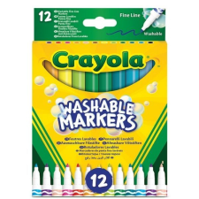 Crayola Washable Markers: Lemosható, vékonyhegyű filctoll készlet - 12 db-os filctoll, marker