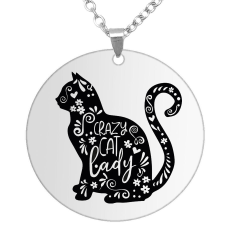  Crazy Cat Lady medál lánccal, választható több formában és színben nyaklánc
