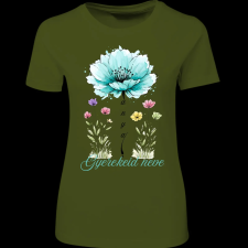 Createyou Anya és virágai - Női , Sötétzöld , 2XL női póló