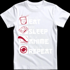 Createyou Eat, Sleep, Anime, Repeat - Férfi - Fehér - XL