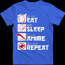 Createyou Eat, Sleep, Anime, Repeat - Férfi - Királykék - 3XL
