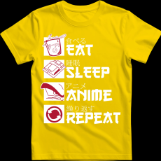 Createyou Eat, Sleep, Anime, Repeat - Férfi - Sárga - 2XL