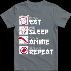 Createyou Eat, Sleep, Anime, Repeat - Férfi - Szürke - 3XL