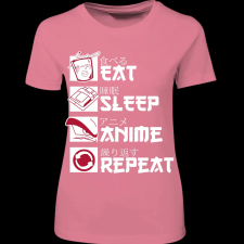 Createyou Eat, Sleep, Anime, Repeat - Női - Pink - XL női póló