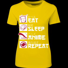 Createyou Eat, Sleep, Anime, Repeat - Női - Sárga - XL