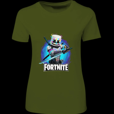 Createyou Fortnite egyedi póló 3 - Női - Sötétzöld - 2XL