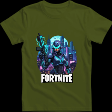 Createyou Fortnite egyedi póló 4 - Férfi - Sötétzöld - L férfi póló