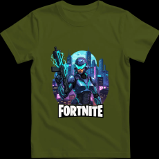 Createyou Fortnite egyedi póló 4 - Férfi - Sötétzöld - S