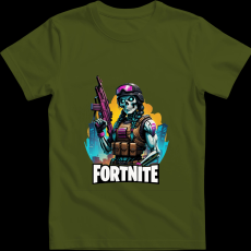 Createyou Fortnite egyedi póló - Férfi - Sötétzöld - L