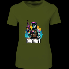 Createyou Fortnite egyedi póló - Női - Sötétzöld - XL