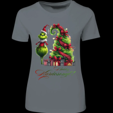 Createyou Grinch,Boldog Karácsonyt! - Női - Szürke - 2XL női póló