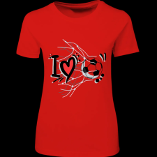 Createyou I love foci - Női , Piros , L női póló