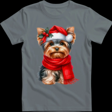 Createyou Karácsonyi Yorki - Férfi - Szürke - 3XL férfi póló