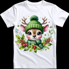 Createyou Kicsi szarvas zöldben - Férfi - Fehér - M férfi póló