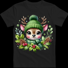 Createyou Kicsi szarvas zöldben - Férfi - Fekete - 2XL férfi póló