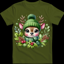 Createyou Kicsi szarvas zöldben - Férfi - Sötétzöld - 3XL férfi póló