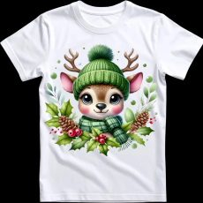 Createyou Kicsi szarvas zöldben - Gyermek - Fehér - XL