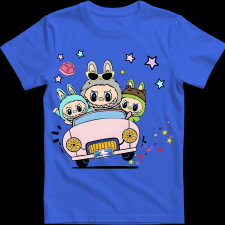 Createyou Labubu, autóval - Férfi - Királykék - 3XL férfi póló