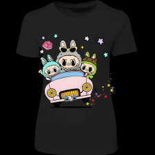 Createyou Labubu, autóval - Női - Fekete - XL női póló