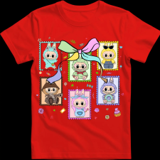 Createyou Labubu, bélyeg - Férfi - Piros - L férfi póló