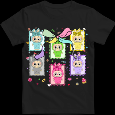 Createyou Labubu, bélyegek - Gyermek - Fekete - S gyerek póló