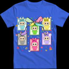 Createyou Labubu, bélyegek - Gyermek - Királykék - XL gyerek póló