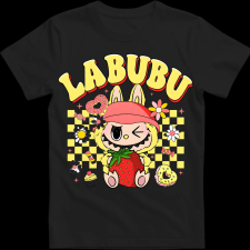 Createyou Labubu eperrel, sárga - Férfi - Fekete - L férfi póló