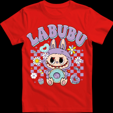 Createyou Labubu és a fánk, lila - Férfi - Piros - M férfi póló