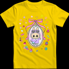 Createyou Labubu kép - Gyermek - Sárga - XL gyerek póló