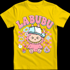 Createyou Labubu, rózsaszín - Gyermek - Sárga - M gyerek póló