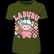 Createyou Labubu, rózsaszín - Női - Sötétzöld - S női póló