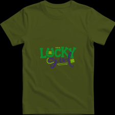 Createyou Lucky Girl - Gyermek , Sötétzöld , XS gyerek póló