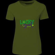 Createyou Lucky Girl - Női , Sötétzöld , L női póló