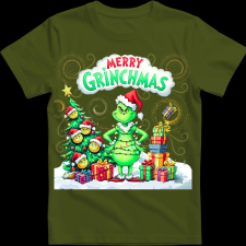 Createyou Merry Grinchmas - Férfi - Sötétzöld - S férfi póló