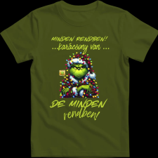 Createyou Minden rendben Grinch - Férfi - Sötétzöld - S férfi póló